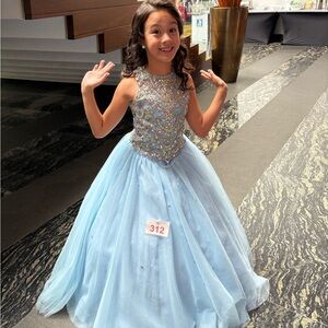 Elegant Blue Kids formal Ballgown